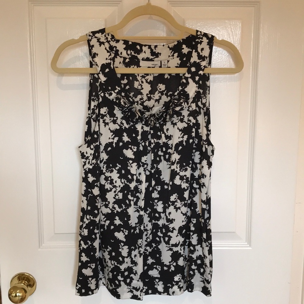 Black and White Top with Flower Detailing